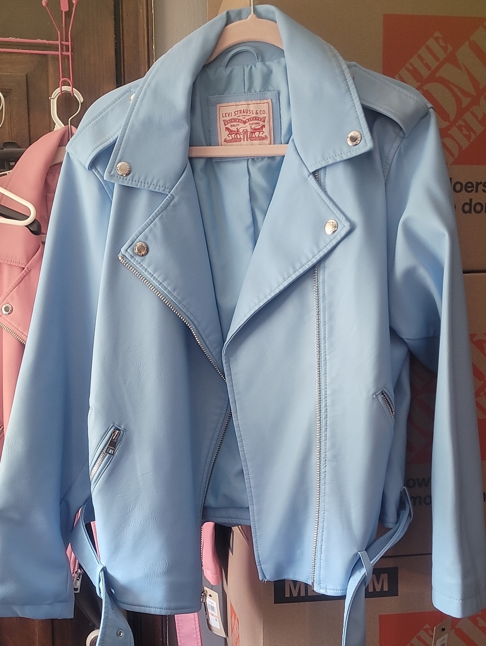 Levi's Sky Blue Faux Leather Moto Jacket